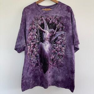 Vintage Y2K The Mountain Fairy T-Shirt Mens XL Purple Tie Dye Floral Sheila Wolk